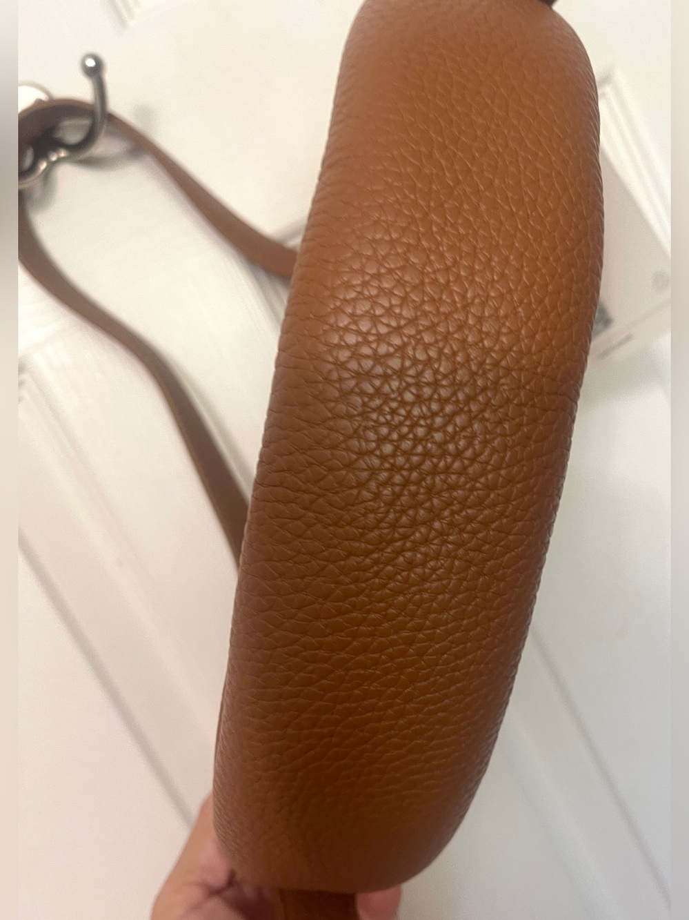 Quince Italian Leather Mini Crescent Shoulder Bag Brown Cognac Dustbag NWT - Picture 14 of 14